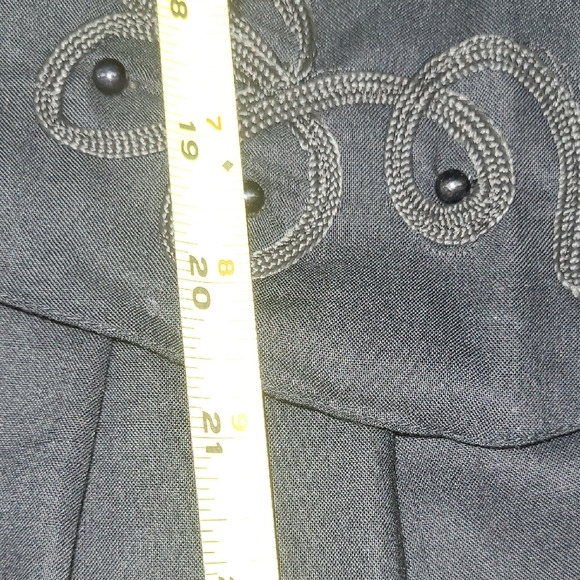 Vintage Gothic Black Scalloped Maxi Dress Mobwife Estate Beaded Ribbon Bodice - Picture 11 of 14